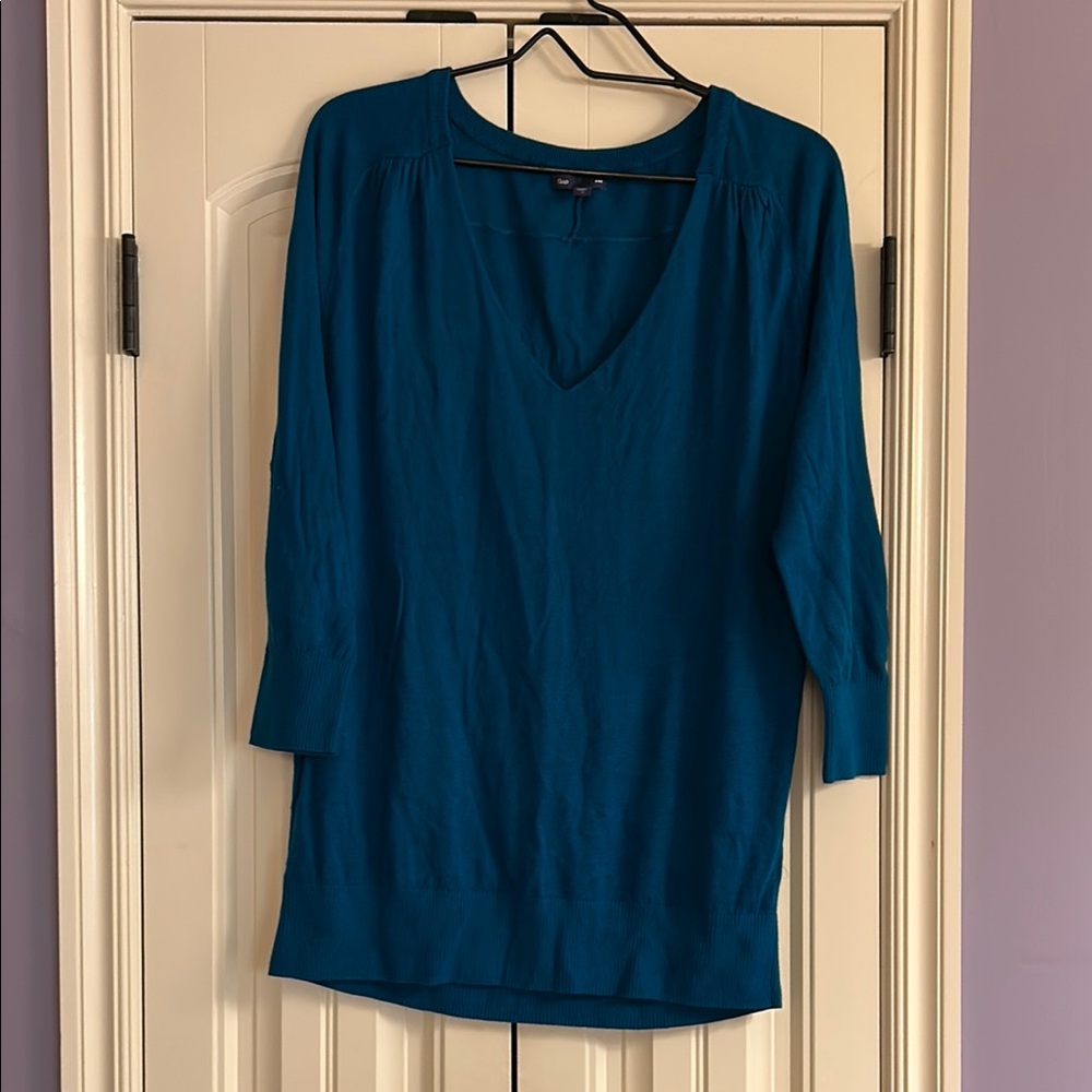 Gap Teal V-Neck Sweater XL